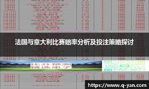 法国与意大利比赛赔率分析及投注策略探讨